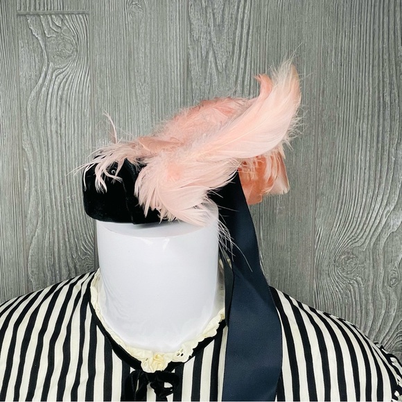 Vintage Victorian black and white stripe dress retro Halloween costume cosplay m - Picture 7 of 8